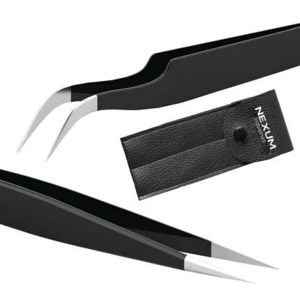 Eyelash tweezers set of 2 black nexum industries