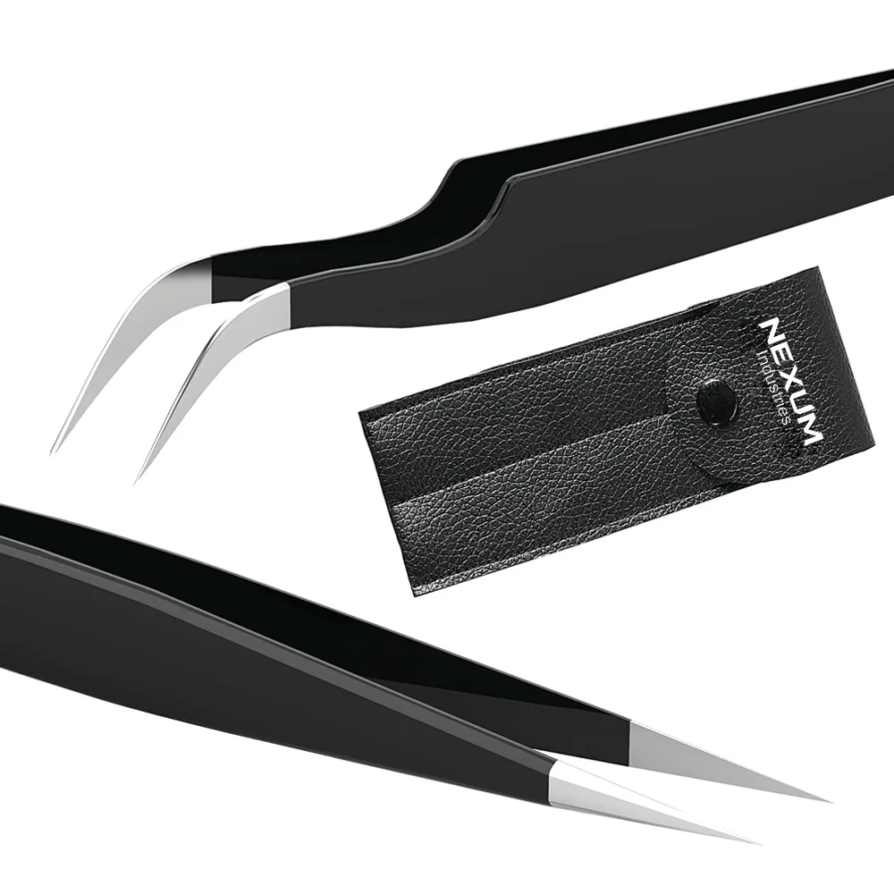 Eyelash tweezers set of 2 black nexum industries