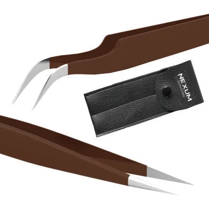 Eyelash tweezers set of 2 chocolate nexum industries