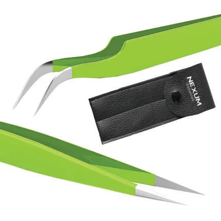 Eyelash tweezers set of 2 green nexum industries
