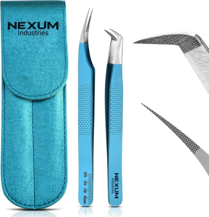 Eyelash tweezers set of 2 nexum industries blue