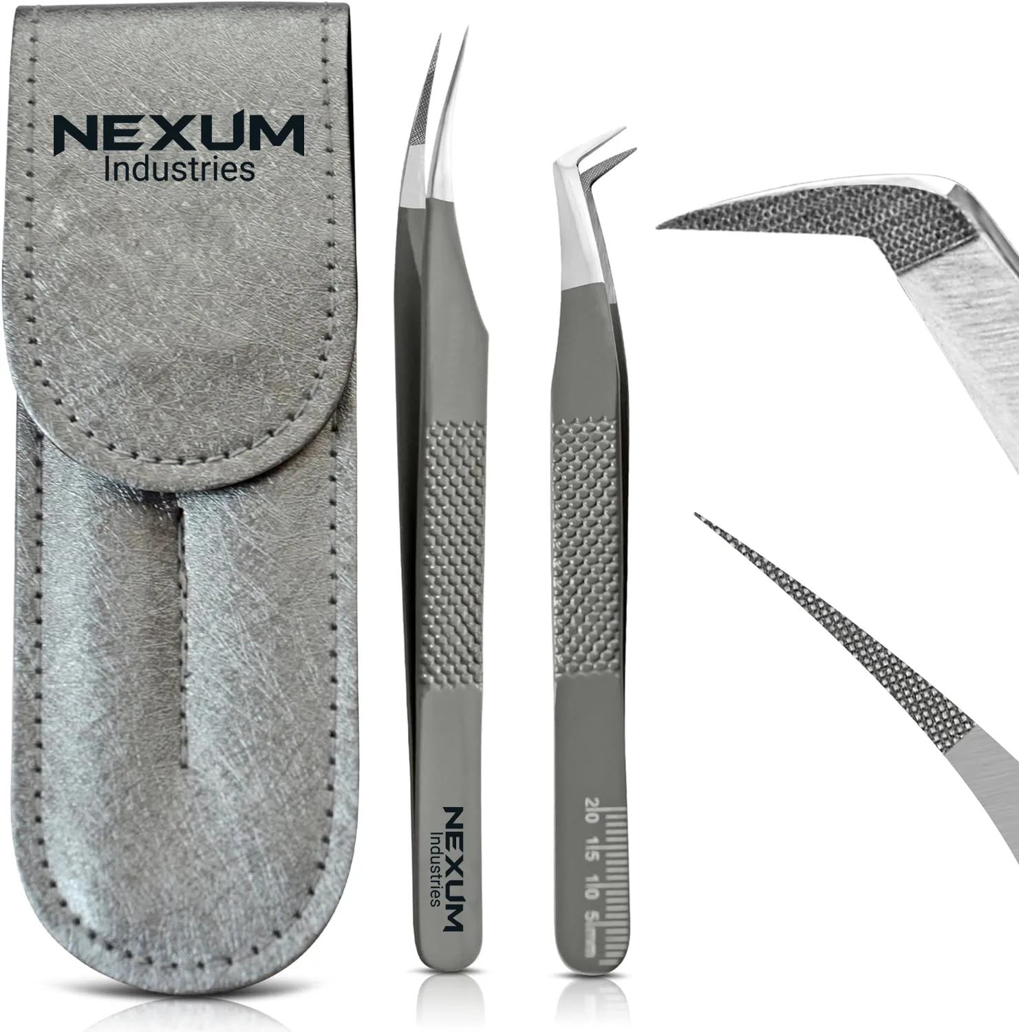 Eyelash tweezers set of 2 nexum industries grey