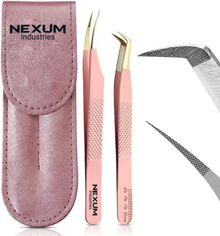 Eyelash tweezers set of 2 nexum industries pink