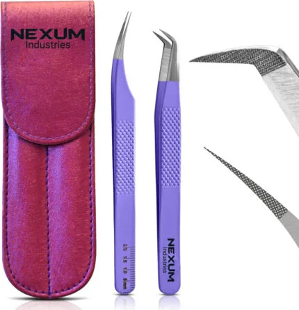 Eyelash tweezers set of 2 nexum industries purple