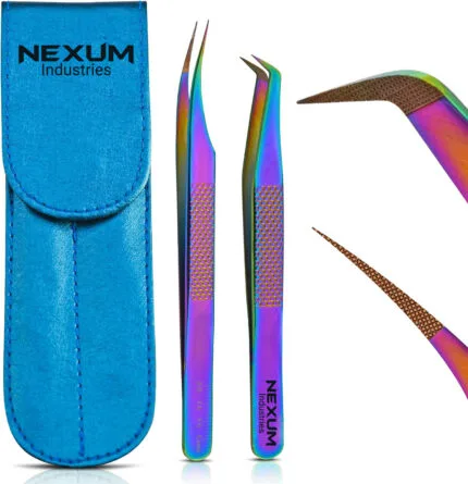 Eyelash tweezers set of 2 nexum industries rainbow