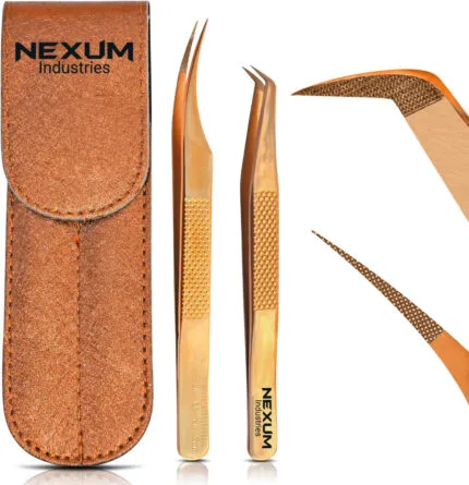 Eyelash tweezers set of 2 nexum industries rosegold