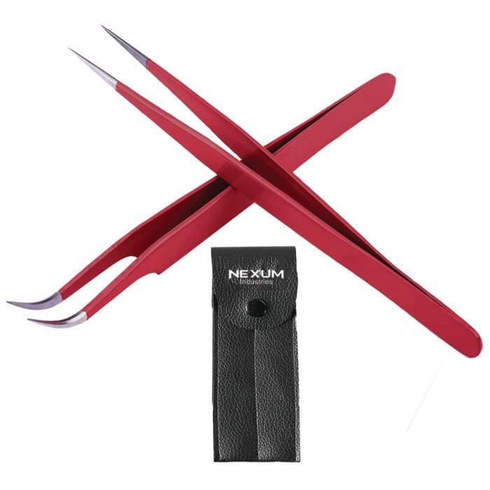 Eyelash tweezers set of 2 red nexum industries
