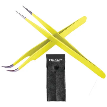 Eyelash tweezers set of 2 yellow nexum industries