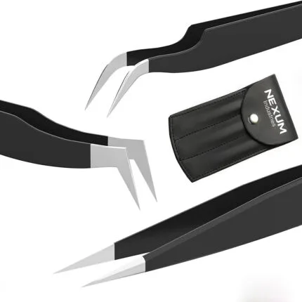 Eyelash tweezers set of 3 nexum industries black 1