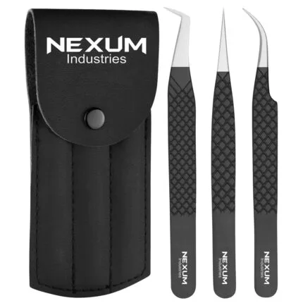 Eyelash tweezers set of 3 nexum industries black