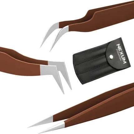 Eyelash tweezers set of 3 nexum industries chocolate 3