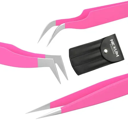 Eyelash tweezers set of 3 nexum industries pink 5
