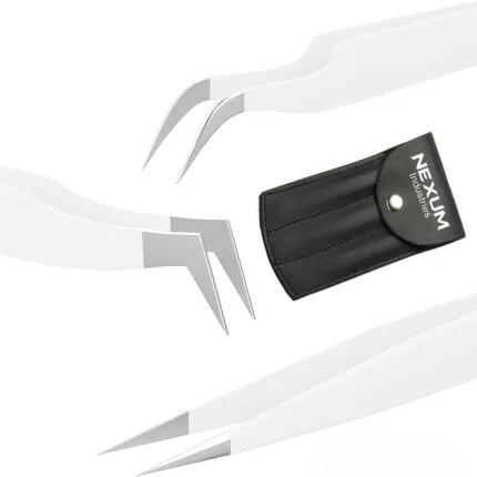 Eyelash tweezers set of 3 nexum industries white 9