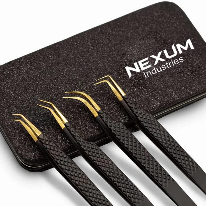 Eyelash tweezers set of 4 nexum industries black 1