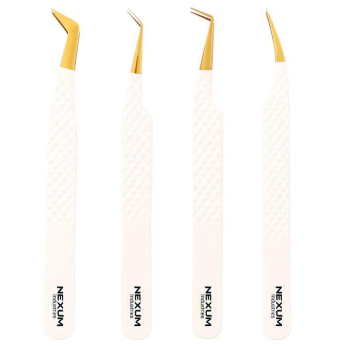 Eyelash tweezers set of 4 nexum industries white 10