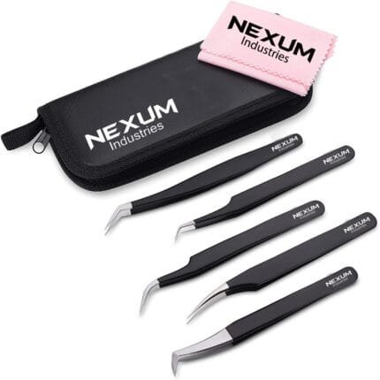 Eyelash tweezers set of 5 nexum industries black 19