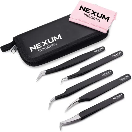 Eyelash tweezers set of 5 nexum industries black 19
