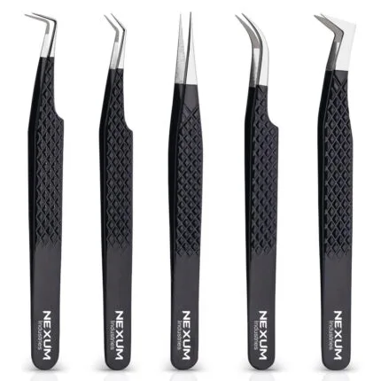Eyelash tweezers set of 5 nexum industries black 4