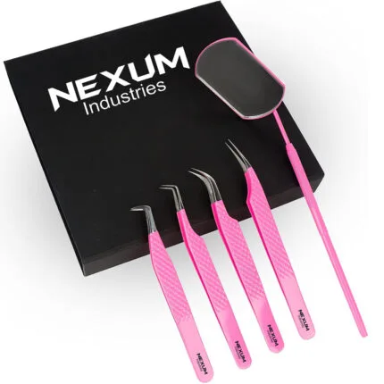 Eyelash tweezers set of 5 nexum industries pink 2