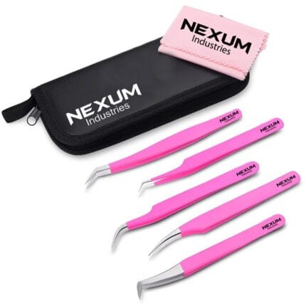 Eyelash tweezers set of 5 nexum industries pink 20