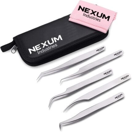 Eyelash tweezers set of 5 nexum industries silver 21