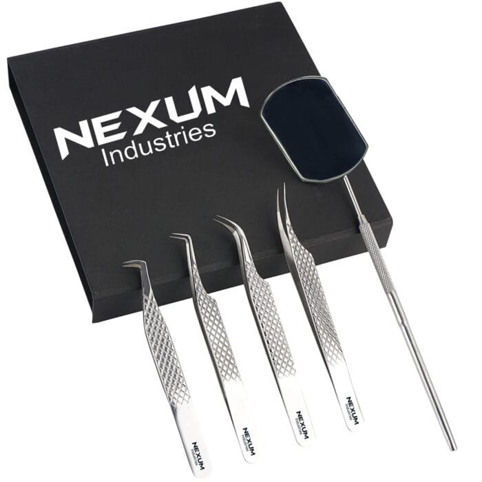 Eyelash tweezers set of 5 nexum industries silver 3