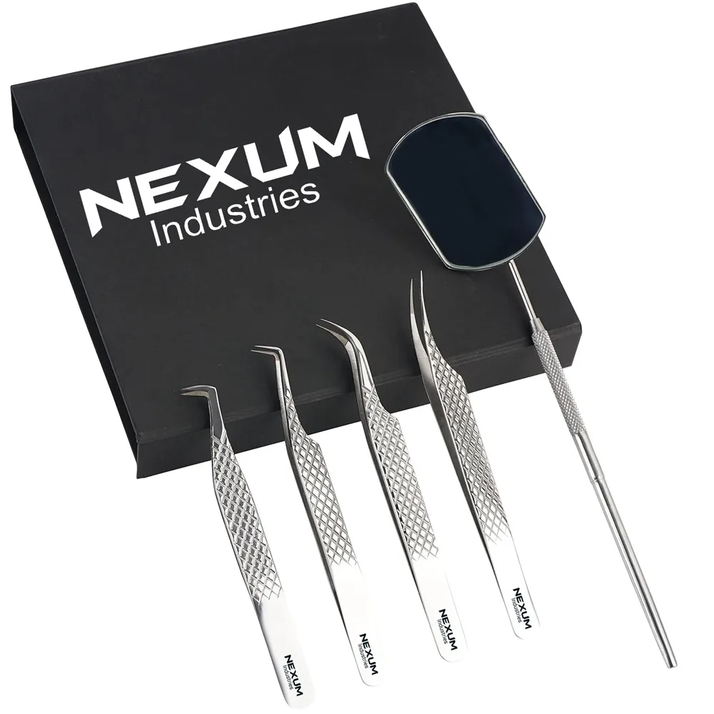 Eyelash tweezers set of 5 nexum industries silver 3