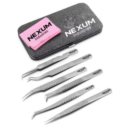 Eyelash tweezers set of 6 nexum industries silver 5